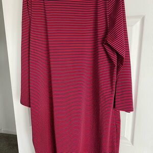 Vineyard Vines Pink and Navy Striped Long Sleeve Dress